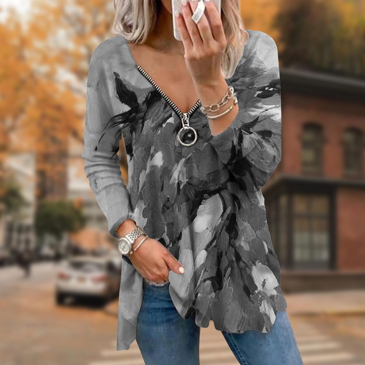 Женские футболки с длинным рукавом и принтом лошади на осень — фото 8