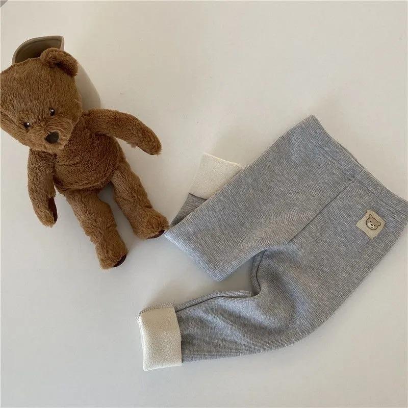 Unisex Kids' Plush Warmth Bottoms with Cartoon Patterns Ideal for Autumn and Winter Outdoor Activities Kids Pants