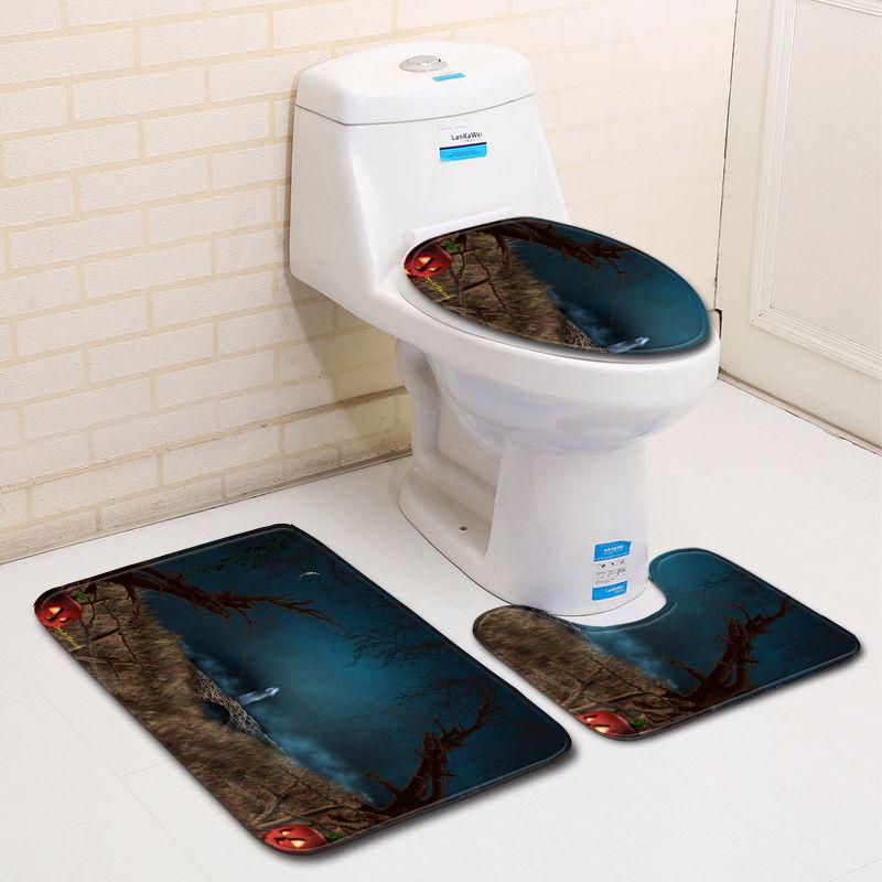 Halloween Bathroom Toilet Three-Piece Floor Mat Doormat Bathroom Carpet