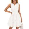 Women's Summer Fashion Lace Hollow V-Neck Color Casual Sleeveless Dresses