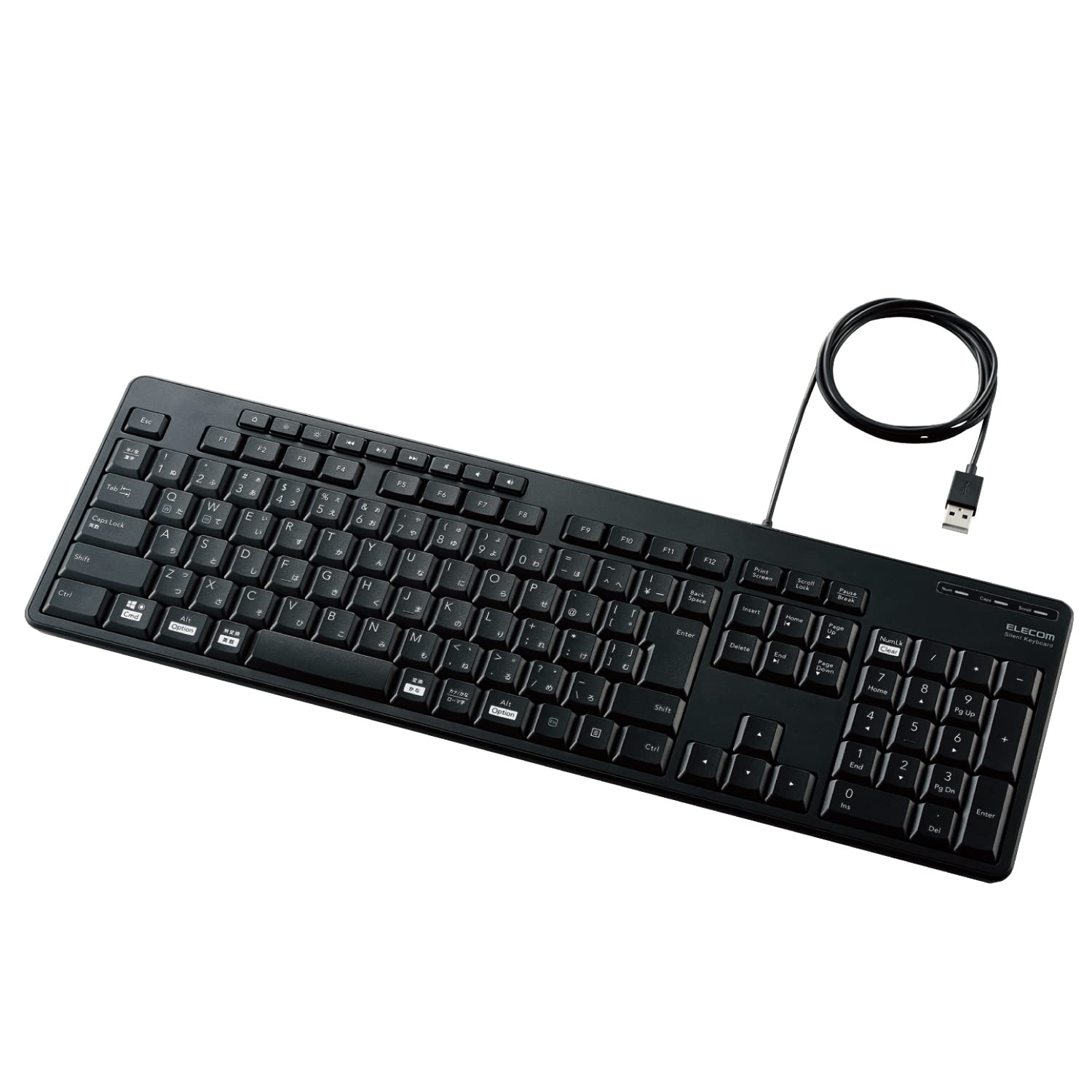 

ELECOM Wired Full Keyboard Quiet Design Antibacterial Black TK-FCM114SKBK чорний