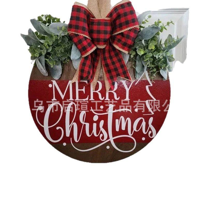 Wooden Christmas Door Hanger Decor Front Porch Entryway Wall Hanging Ornament Holiday Home Dcor
