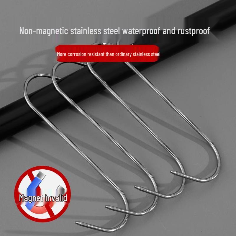 Stainless Steel S-Shaped Hook for Hanging and Drying Meat: Bacon, Duck, Sausage, Pork, Fish - Thickened and Pointed.