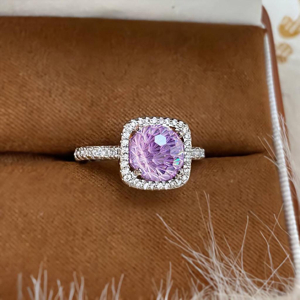 Anillo de Princesa para Mujer de Aguamarina Paraíba y Diamante de Alto Carbono de Lujo Ligero