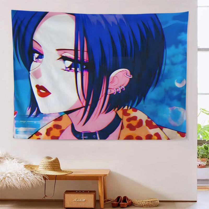 VIKAMA Retro Anime Girl Tapestry 90s Nostalgic Aesthetic Wall Hanging For Bedroom Otaku Corner And  Study Space