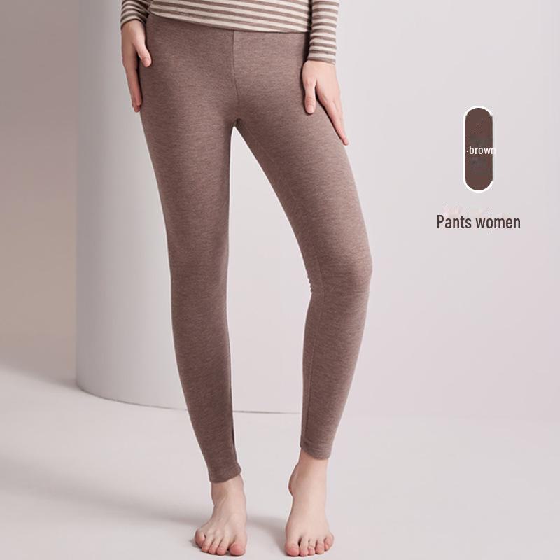 

Зимний комплект термобелья из кашемира и шелка для мужчин и женщин – полосатый немецкий бархат, подходит для пар, взрослых и пожилых людей Women Pants, XL коричневый