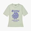 Ganni T3632 822 Flower Logo Print Women S Short Sleeve Tee
