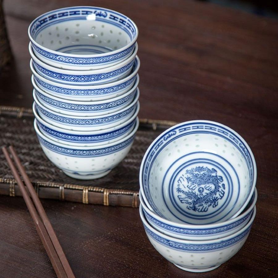 Jingdezhen Porcellana Blu e Bianca Stoviglie Ciotola Motivo Drago Cinese Ceramica Ciotola per Zuppa di Noodles Lamian Decorazione da Tavola