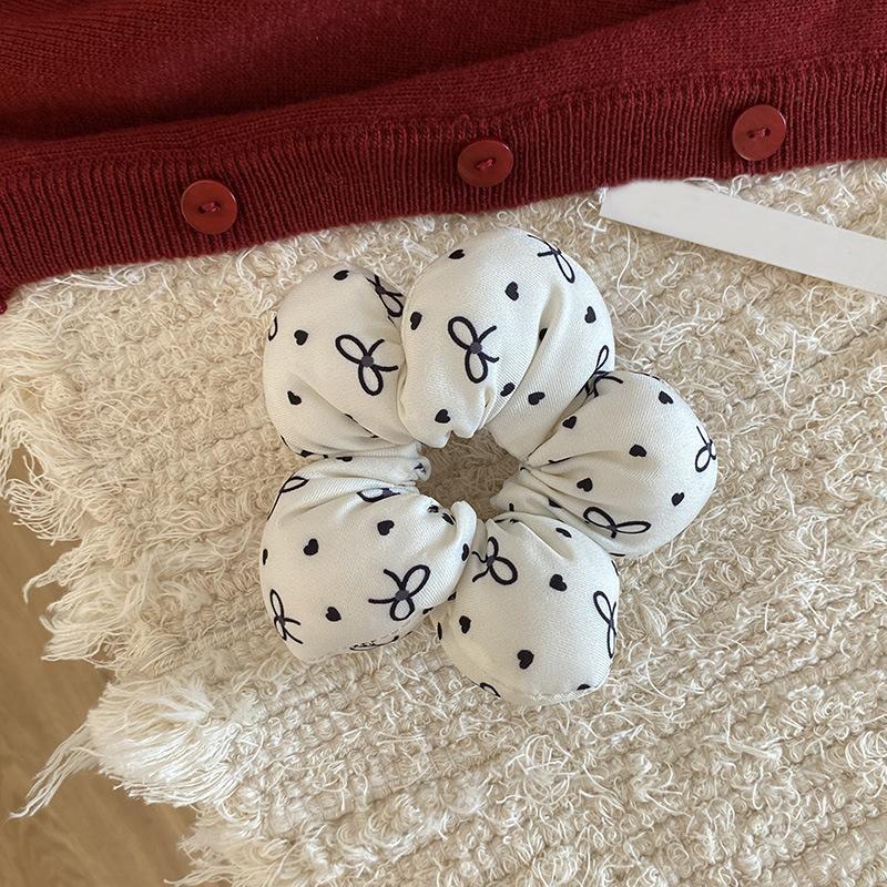 Korean Style Cotton Cute Little Flower Scrunchie for Women Love Bow Plaid Pattern Hair Rope Elastic Hair Band Hair Accessories