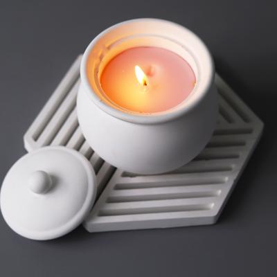 Stampa in silicone fai da te per vaso portacandele rotondo in gesso con coperchio, stampo in cemento resina, vaso fatto a mano, barattolo portaoggetti, decorazioni per la casa, ornamenti artigianali