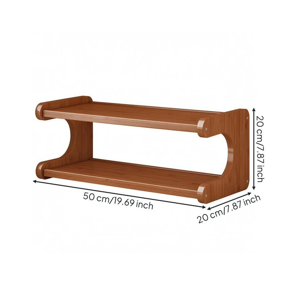 Screwless Bamboo Desktop Storage Rack | Rounded Smooth Edges, Warm , for Office 2 Tier 30CM