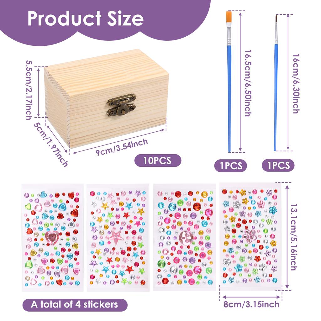 10Pcs Wooden Storage Box Jewelry Box With Hinged Lid DIY Unfinished Keepsake Box Jewelry Shell Storage Boxes for Birthday Gifts