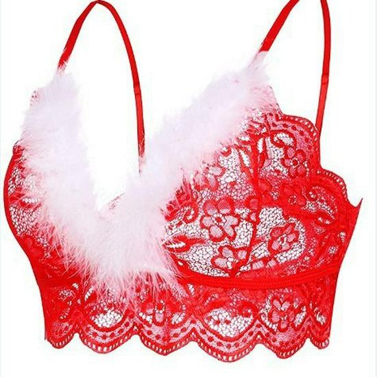 European & American Lace See-Through Christmas Lingerie Set - 3 Pieces