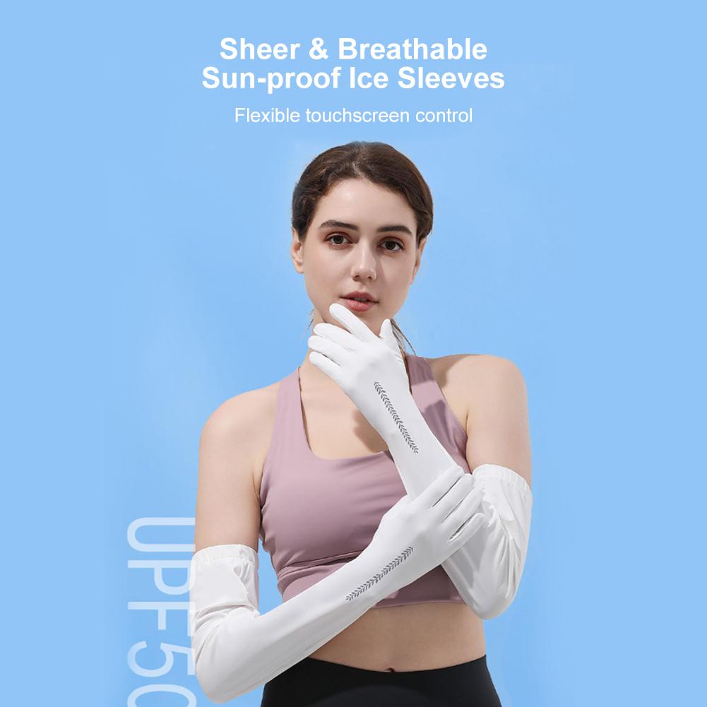 Sonnenschutz rutschfeste Handschuhe Camping Klettern Männer Frauen Outdoor Reiten Atmungsaktiv Lange UV-Schutz Schatten Eis Seide Ärmel