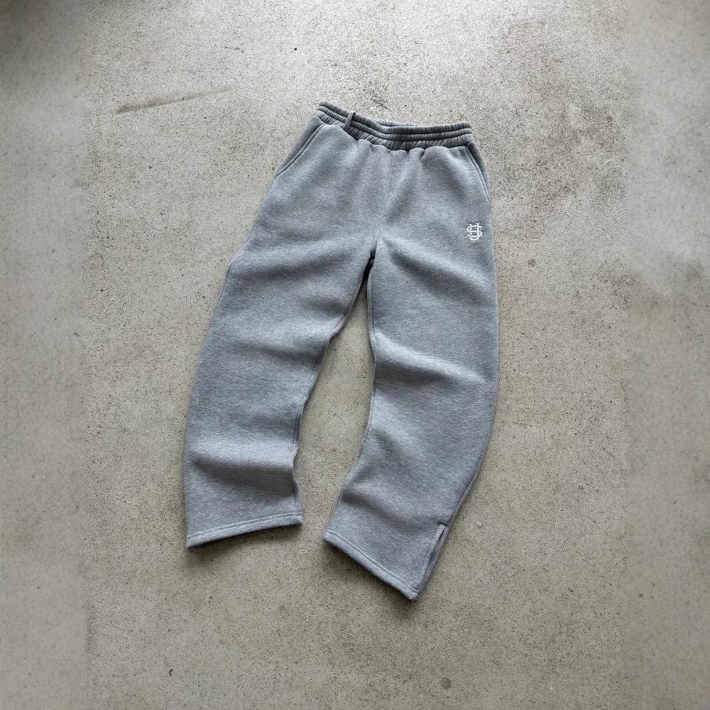 WATTS Y2K Mode Joggingbroek Los Borduurwerk Gelabeld Open Pijp Wijde Pijpen Broek Trendy Zak Koppel Rechte Broek Heren Hoodie S grijze kleur