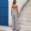 European and American Striped Jumpsuit - 2026 New Style, Ruched Bustier, Sleeveless, Backless for Women.