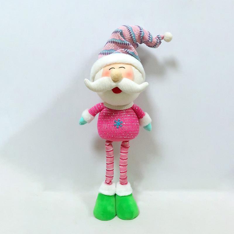 Telescopic long-legged plush doll creative Christmas ornament ornament cartoon Santa Claus shape fabric doll