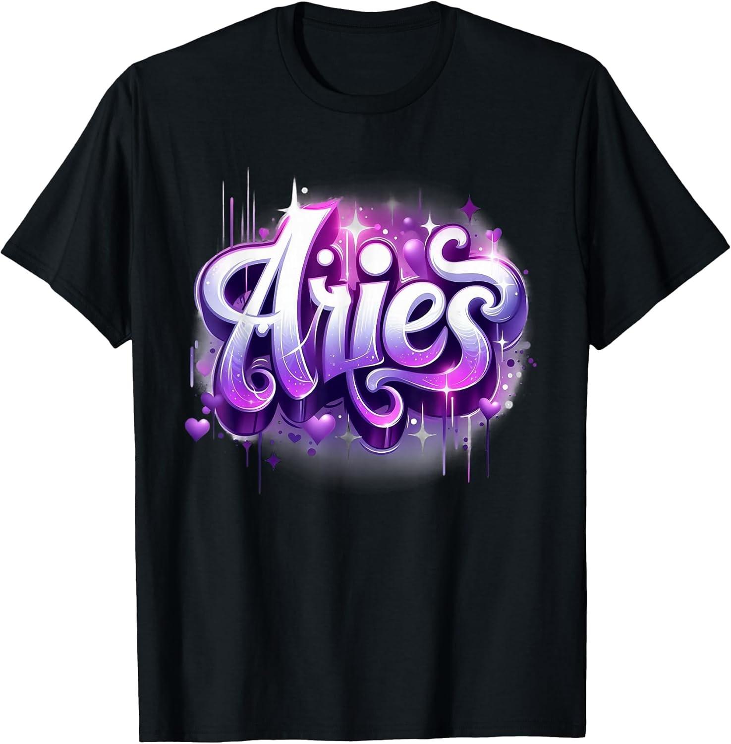NEW LIMITED! Pink & Purple Aries Zodiac Horoscope Star Sign Tee - MADE IN USA XXXXL