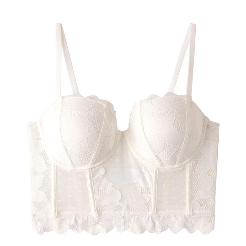 Transparent Lace Corset Mesh Dot Slim Crop Tops Sweet Lace Flower Camisole  Ladies