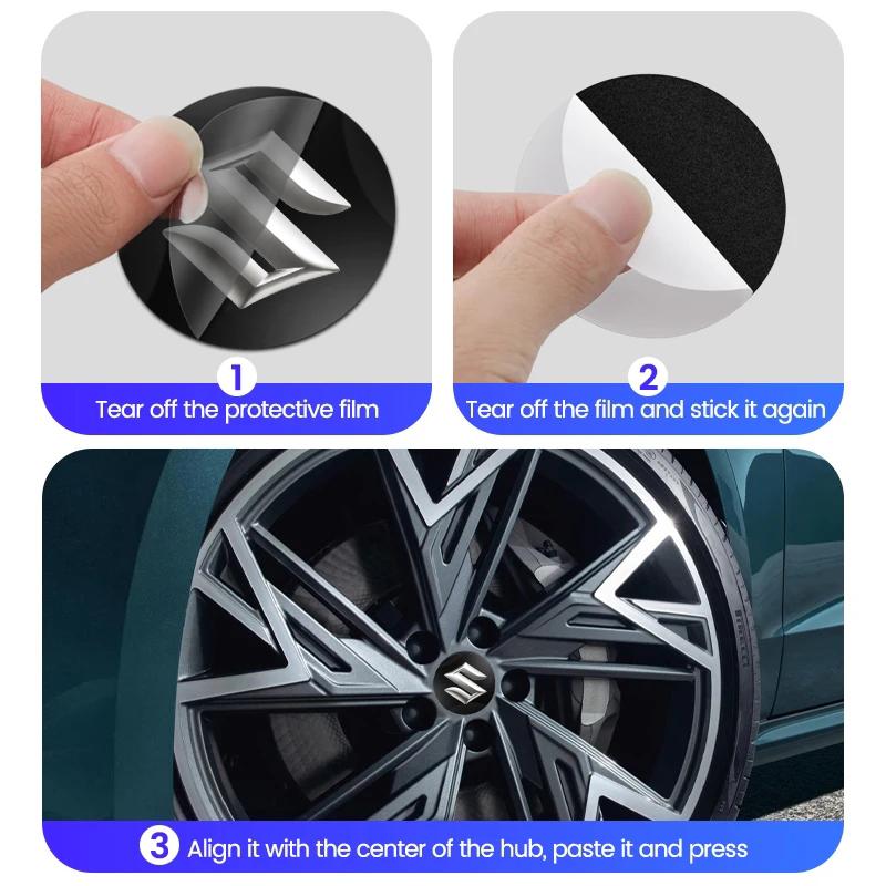 4Pcs Car Emblem Wheel Hub Center Cap Sticker Rim Badge Cover For Suzuki SX4 Swift Jimny Ignis Alto S-cross Vitara Celerio Across