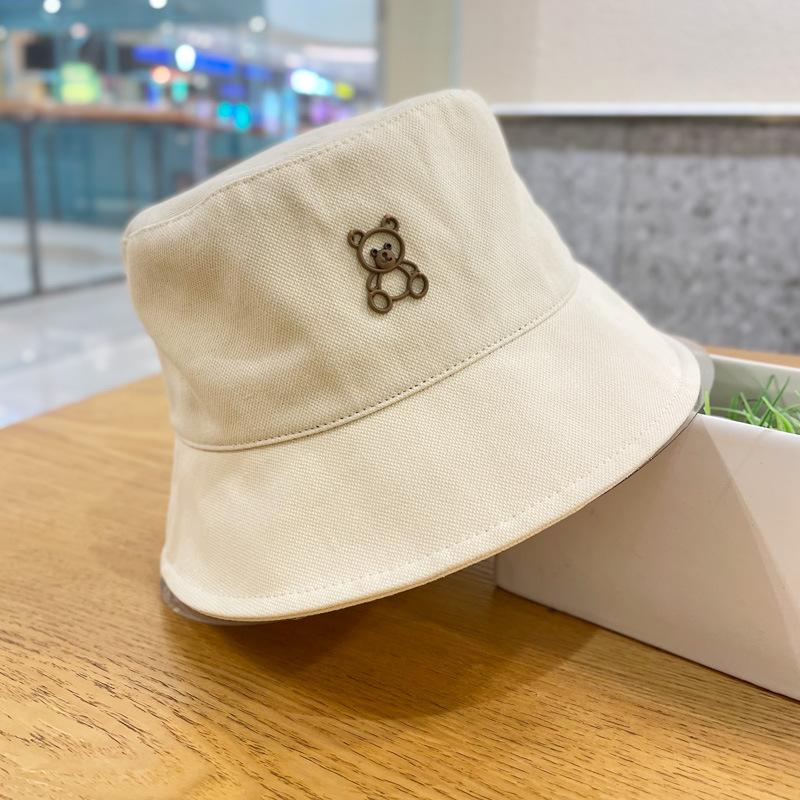 

Chic Practical And Spring Autumn Sun Hat Womens Flat Top Fisherman Bear бежевий