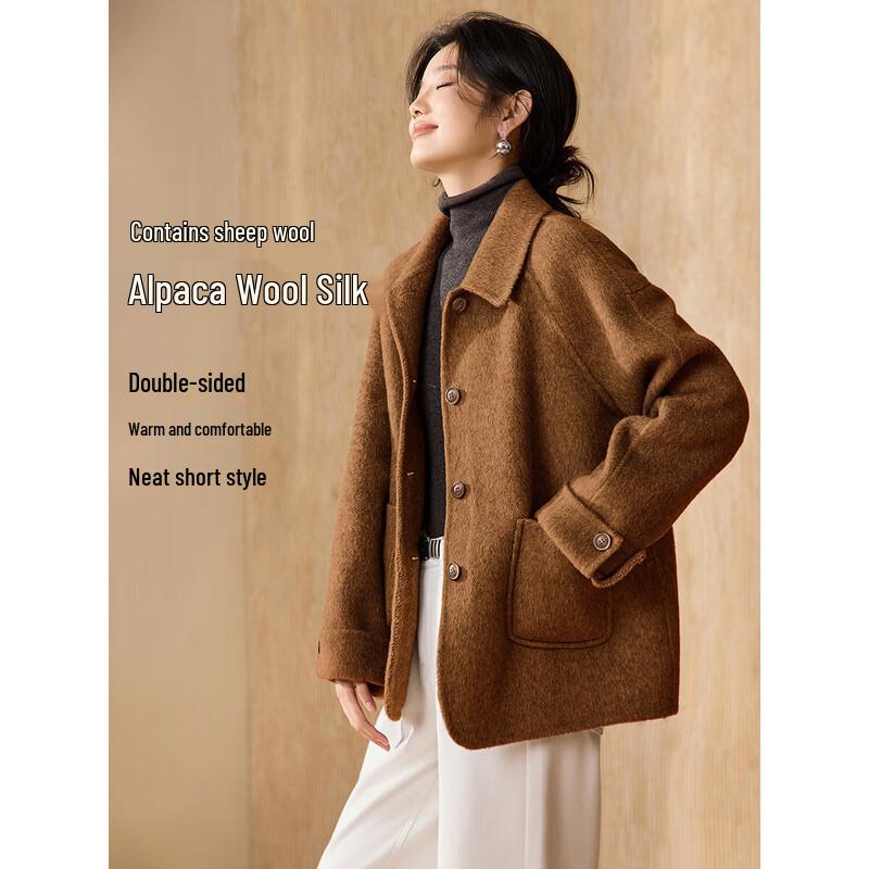 Women's Alpaca Wool Blend Double-Faced Winter Coat