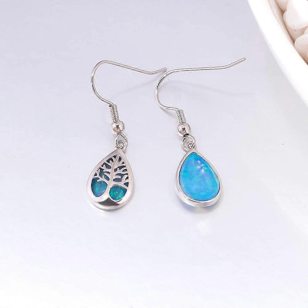 Teardrop Dangle Drop Earrings Opal Jewelry for Women 18K White Gold Plated Cubic Zirconia Gemstone Drop Earrings