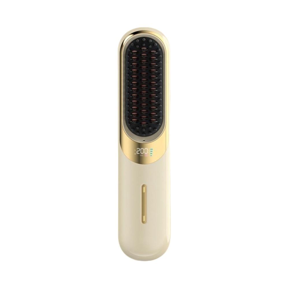 USB Charging Wireless Hair Straightener 2 in 1 Electric Heating Comb  for Home жёлтый