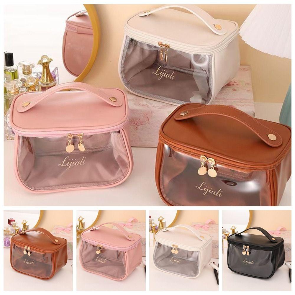 

Косметична сумка з ПВХ, сумка для туалетних приналежностей з поліуретану. Портативна ручна сумка для зберігання чорний