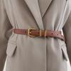 Handcrafted Real Leather Slim Waist Belt With Alloy Pin Buckle For Daily Style