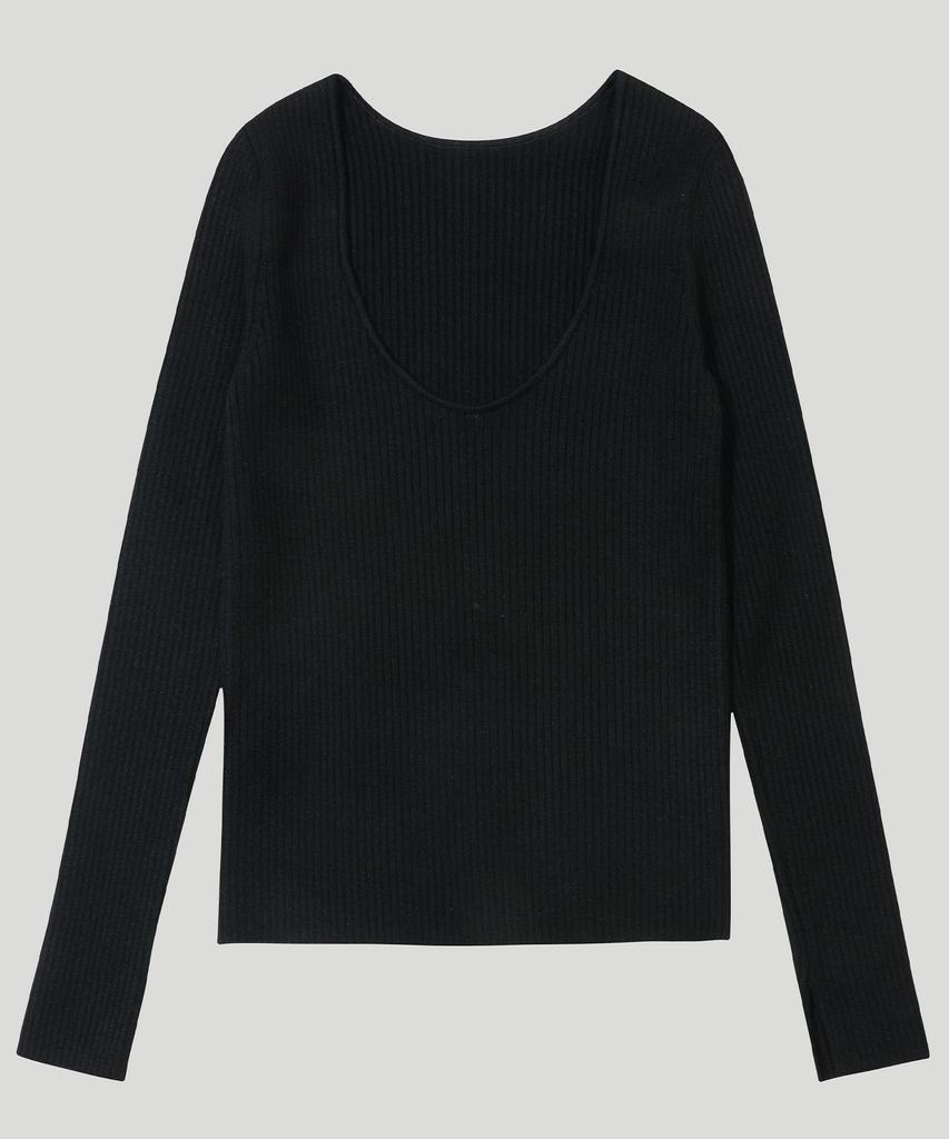 Supaeg Two-Way Scoop Neck Knit Top _ Vanilla, Black, Brown