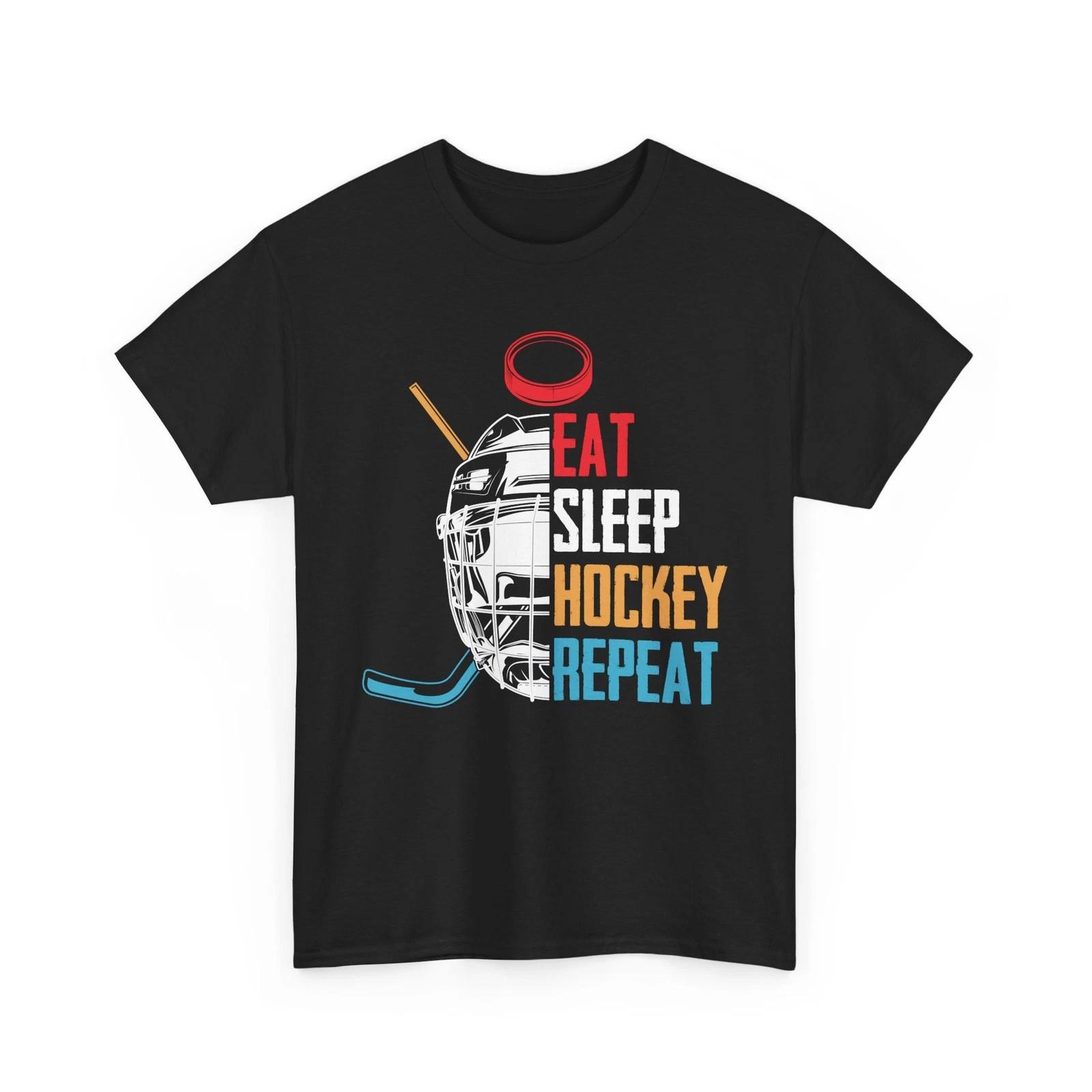 Ice Hockey T shirt, Eat Sleep Hockey Repeat Ice Hockey Player Women Men Shirt S