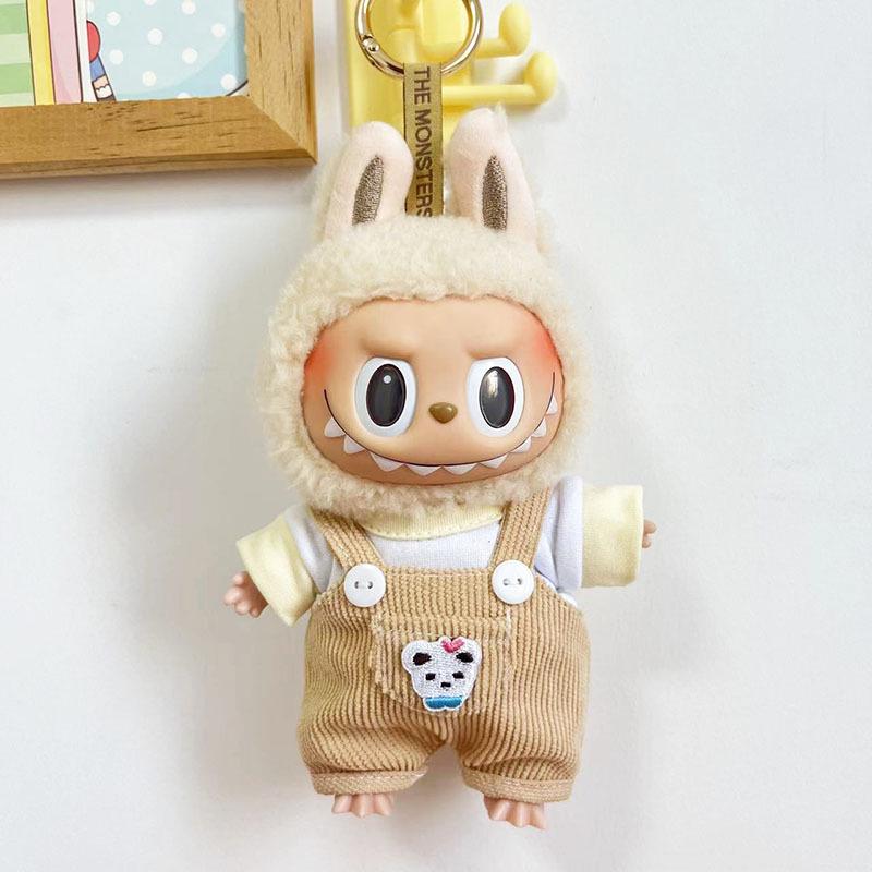 17cm Labubu Doll Clothes: Ice Cream Overalls - Cute Pendant Blind Box