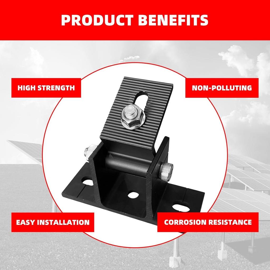 2er-Pack Verstellbare Solarpanel-Neigungsmontagehalterung Basis, Neigungswinkel 10-60 Flachdachmontagehalter, Wohnmobil-Solarpanel-Halterungen Klemme