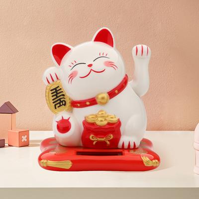 Glückskatze Reichtum Winkende Figuren 2,5 Zoll Solarbetrieben Niedliche Katze Handwerk Statue für Zuhause/Büro/Auto Windschutzscheibe Deko Zubehör