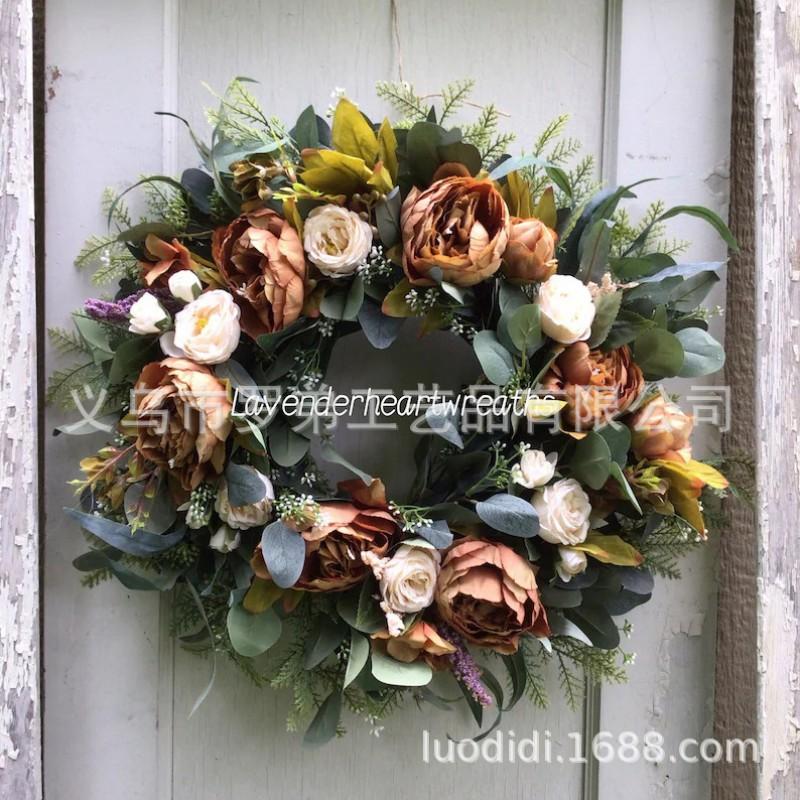 Easter Wreath Decor With Artificial Daisies Sunflowers Door Wall Hanging Home Party Decoration