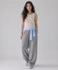Sayu Soft Waffle Curved Elastic Waist Pants Melange Gray