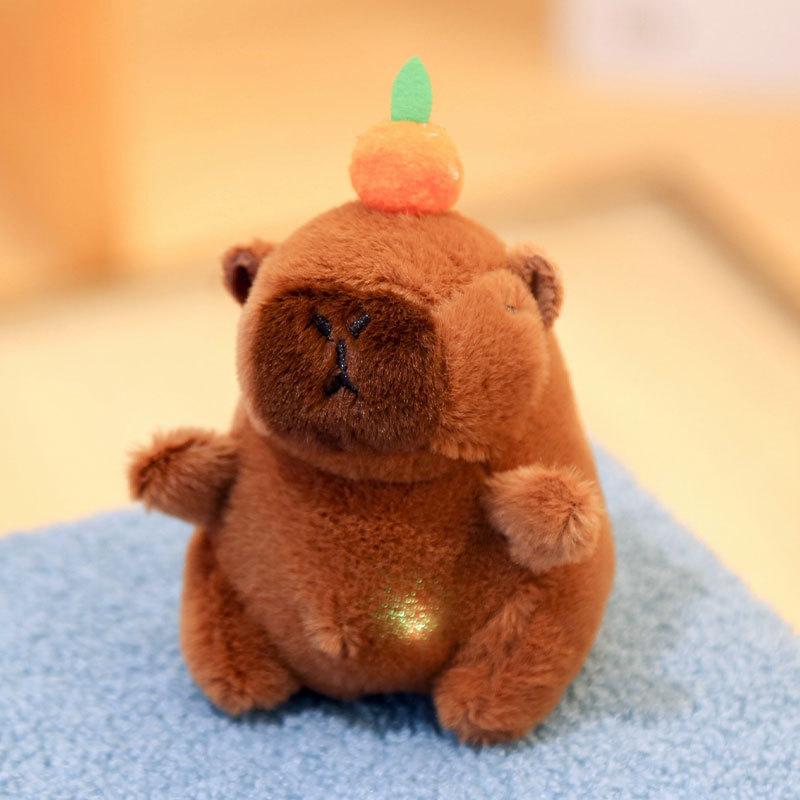 Cartoon 12cm Capybara Lichtmusik Plüschtiere Puppe Kleiner Anhänger Kuschelig Süßes Capybara Plüschtier Puppe Für Jungen Mädchen Geburtstagsgeschenke