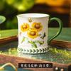 Pastoral Ceramic Coffee Cup Hand Painted Floral Teacup Creative High Temperature Resistant Household Office Breakfast Milk Cup