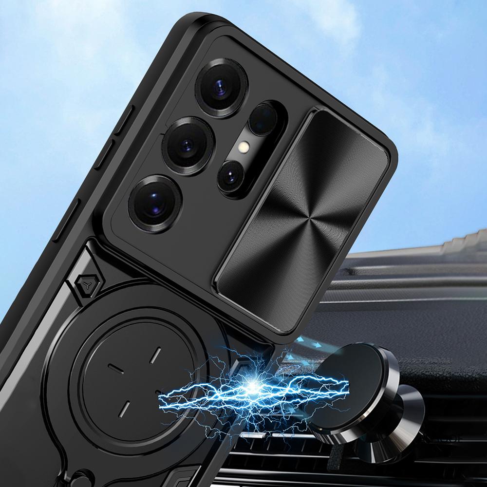 Magnetic Stand Funda for Samsung Galaxy S26 Ultra S25 Plus S24 FE S23 Case Slide Camera Full Protection Back Cover Capa