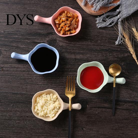 Dish Seasoning Plate Flower Shape with Handle Small Floral Size Plates Serving Saucers Bowl for Sauce