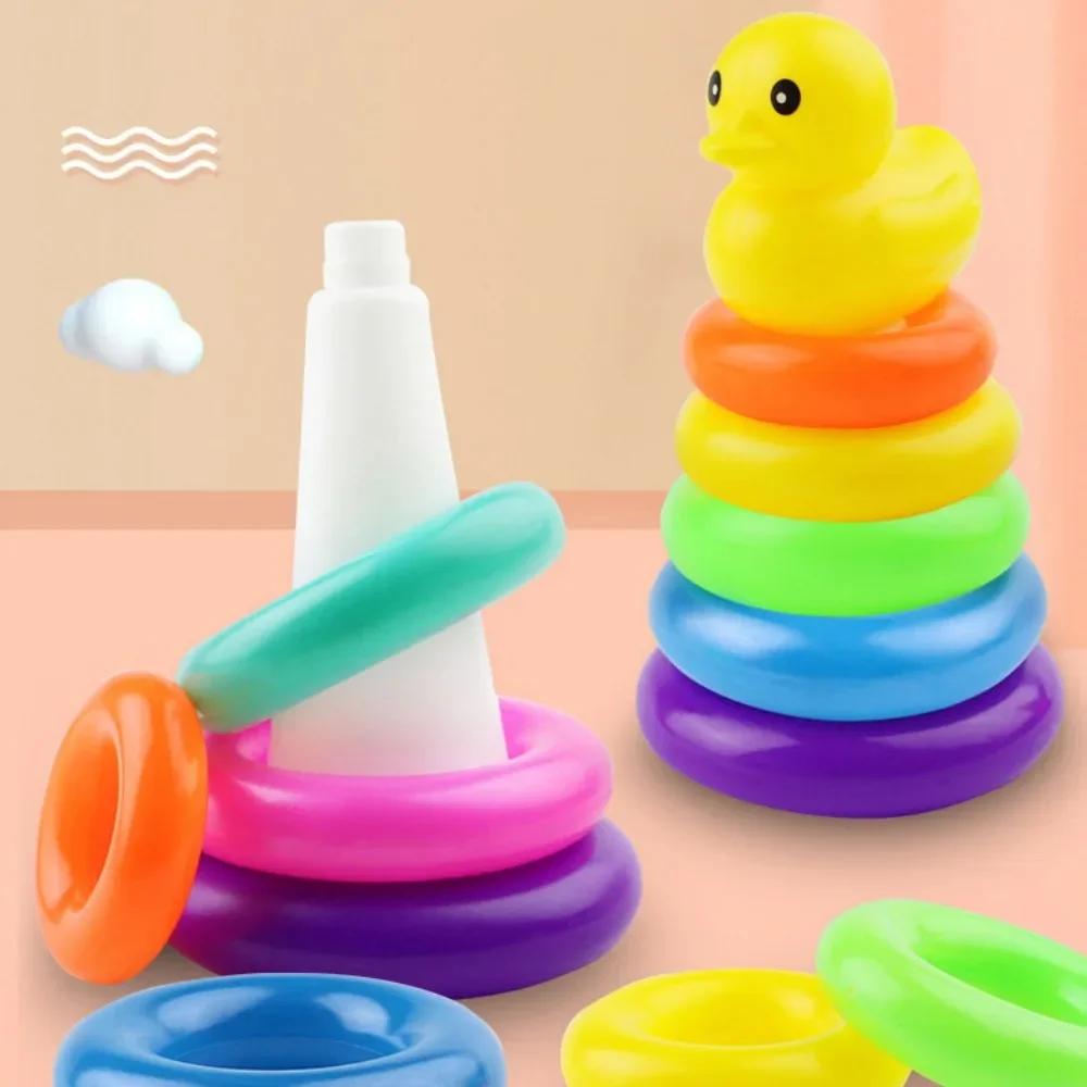Bebek Montessori Oyuncak Yuvarlanan Top Kulesi Gökkuşağı İstifleme Halkaları Eğitici Gelişim Oyunları Raylı Bulmaca Halka Oyuncakları Çocuklar İçin