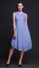 Bimba Blue Clover Leaves Floral Printed Ladies Sleeveless Round Neck Summer Dress Casual