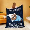 1pc Cartoon Cute Animal Text Printed Flannel Blanket In Various Sizes, Soft And Casual Nap Blanket, Machine Washable