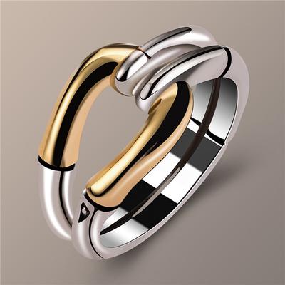 Anillo creativo de acero inoxidable con nudo de dos tonos, joyería para fiesta y boda para mujeres y hombres