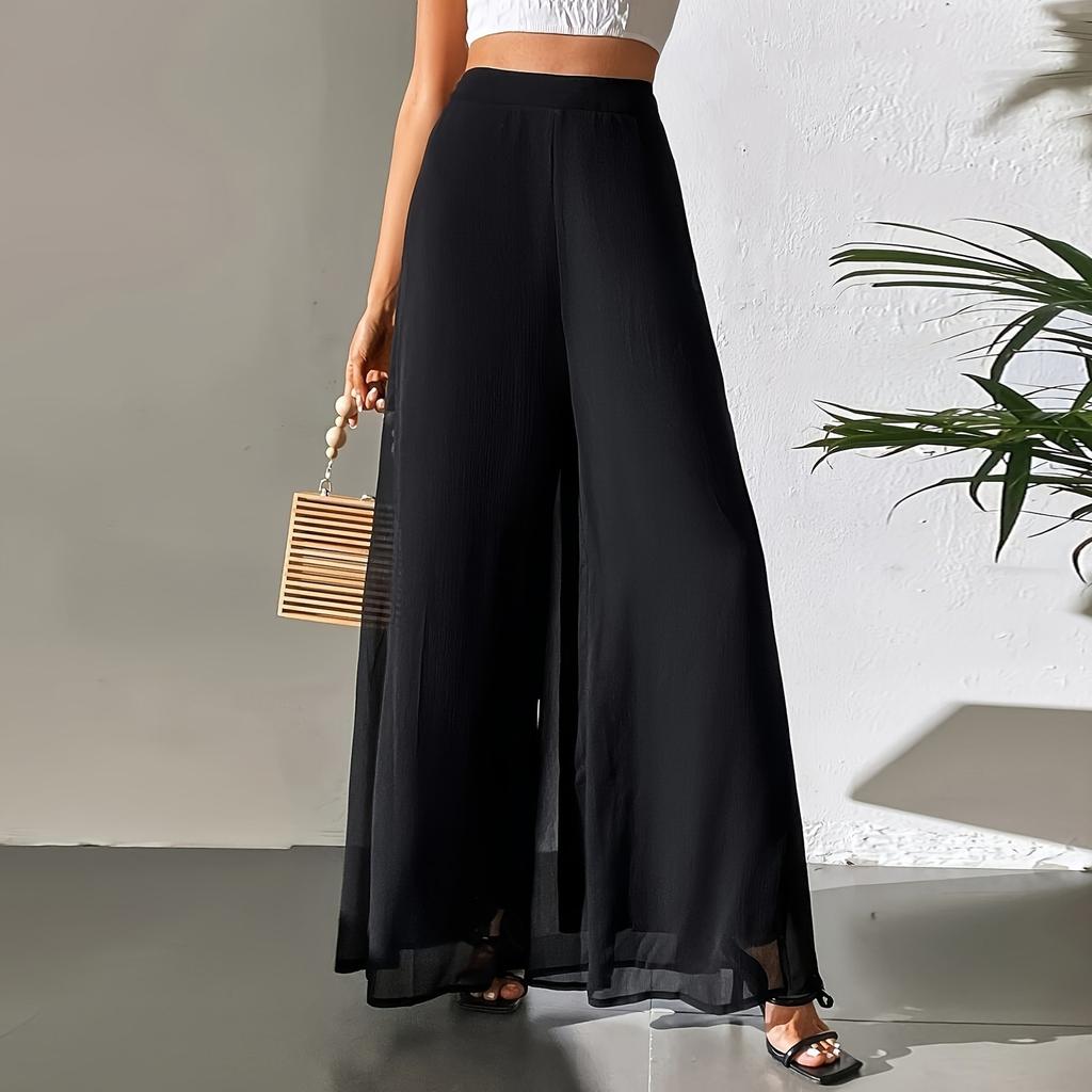 Women'S Wide Leg Pants  Casual Elastic Waist Loose-Fit Long Trousers, Lightweight, Suitable for All Seasons