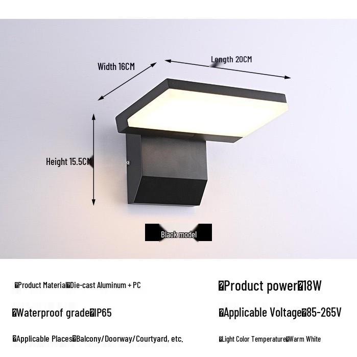 Waterproof Outdoor Wall Lamp for Villa, Courtyard, Garden, Balcony, or Hotel