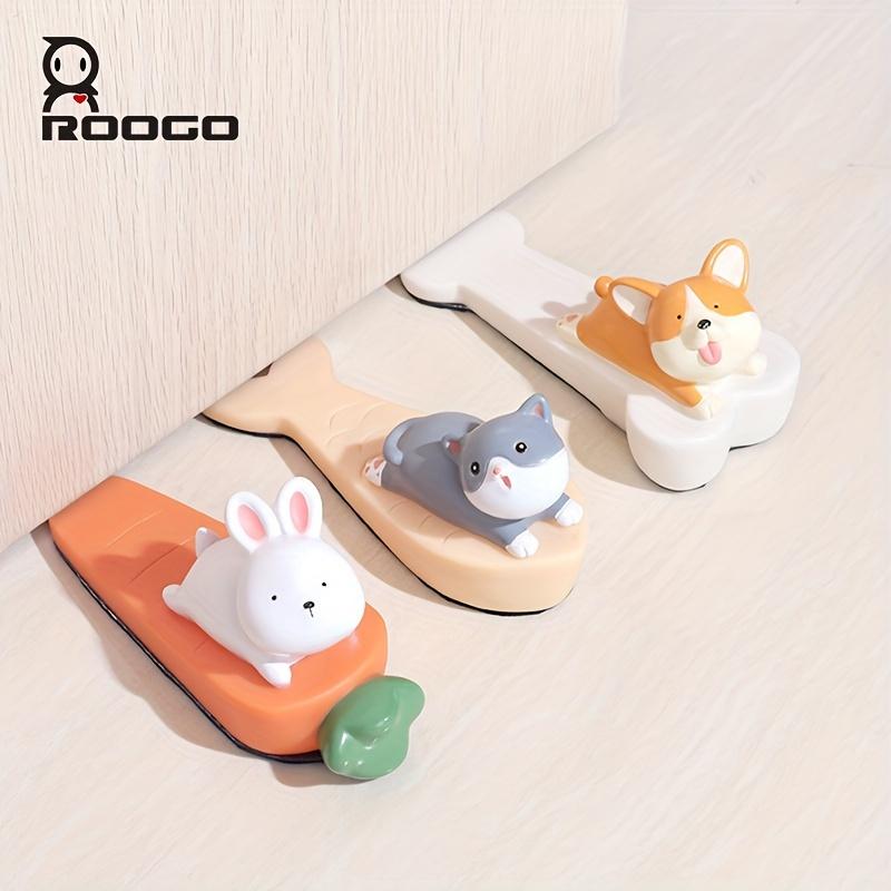 1pc Adorable Cartoon Animal Door Stopper Sturdy Vinyl Construction, Easy Floor Mount,Polished Metal Finish, Playful Door Decor Decorative Door Stopper