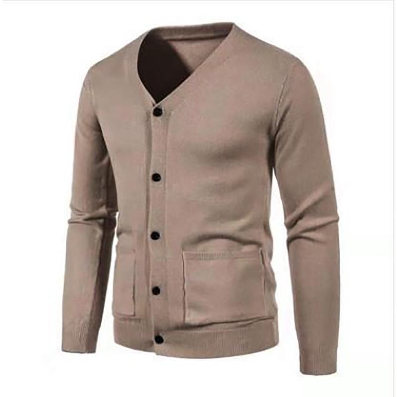 Mens Plain Knitted V Neck Buttoned Cardigan Fine Cotton Knitwear Warm Top Size