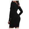 Women Fashion Knitted Button Slim Dress Long Sleeve Color Dress